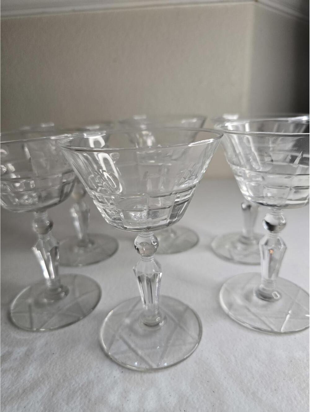 Set of 6 Vintage 5" ROCK SHARPE Wayne Crystal Champagne Glasses